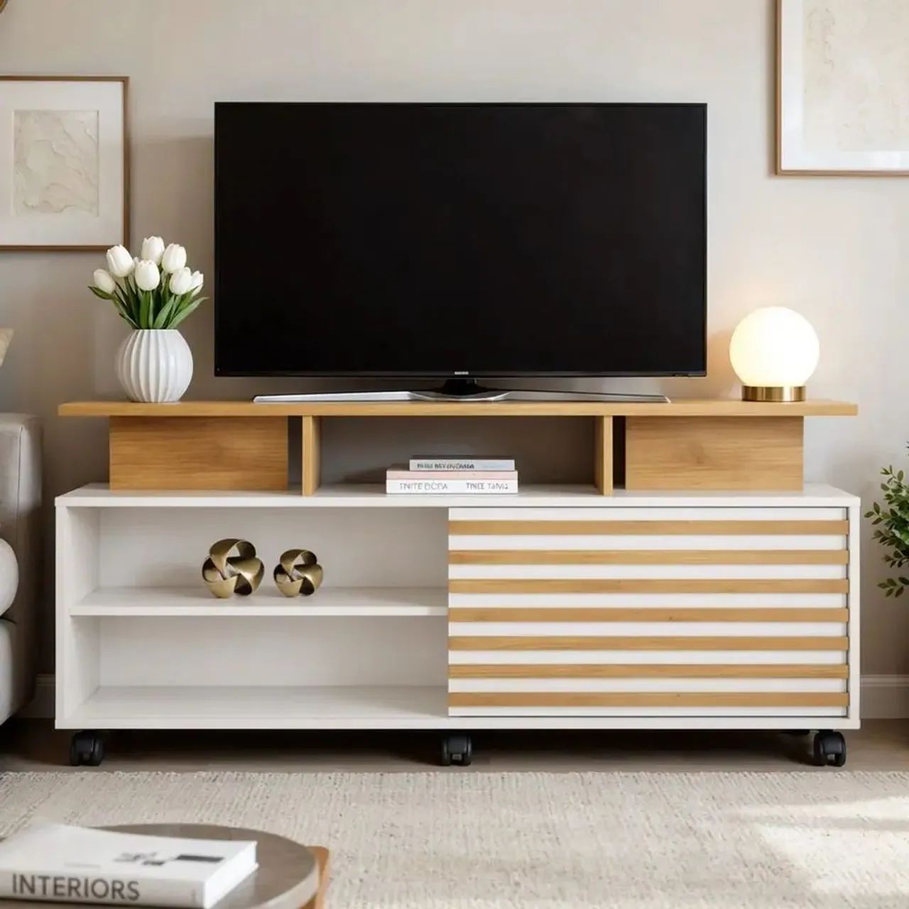 Rack para Tv de até 55 Polegadas 1 Porta de Correr Star Off White