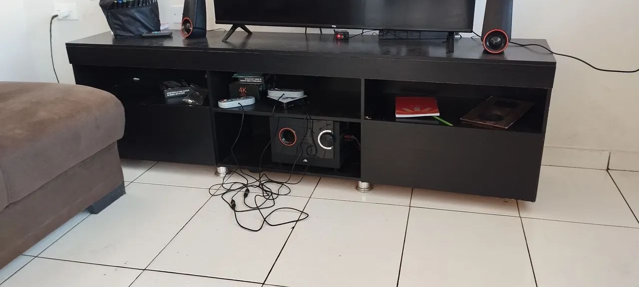 Rack e painel de madeira pra tv