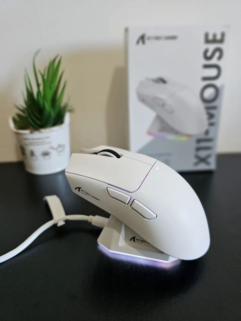 Mouse BRANCO attack shark x11 Gamer - NOVO E ORIGINAL - Foto 4