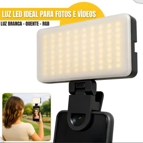 Luz De Preenchimento Portátil Para Celular Camera Rgb 6.5w 3.7v Preto Rgb