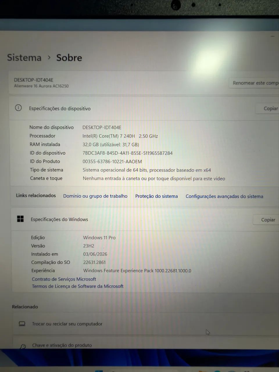 Alienware 16 Aurora Core 7 32gb Win 11 Pro - Foto 3