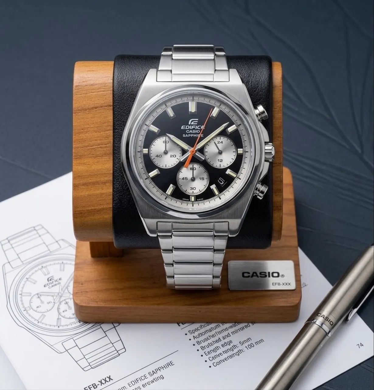 Relógio Casio Edifice Safira Preto Novo  - Foto 2