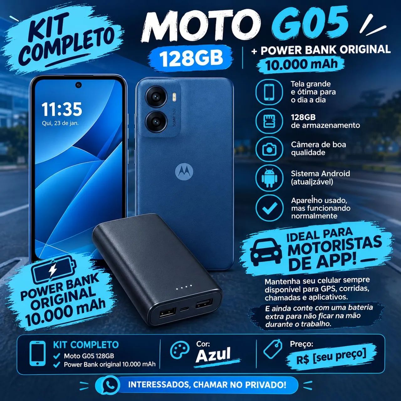 KIT G05 e BATERIA 10000mah