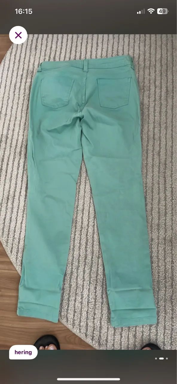Calça feminina de brim com elastano, usada uma vez TAM. 46