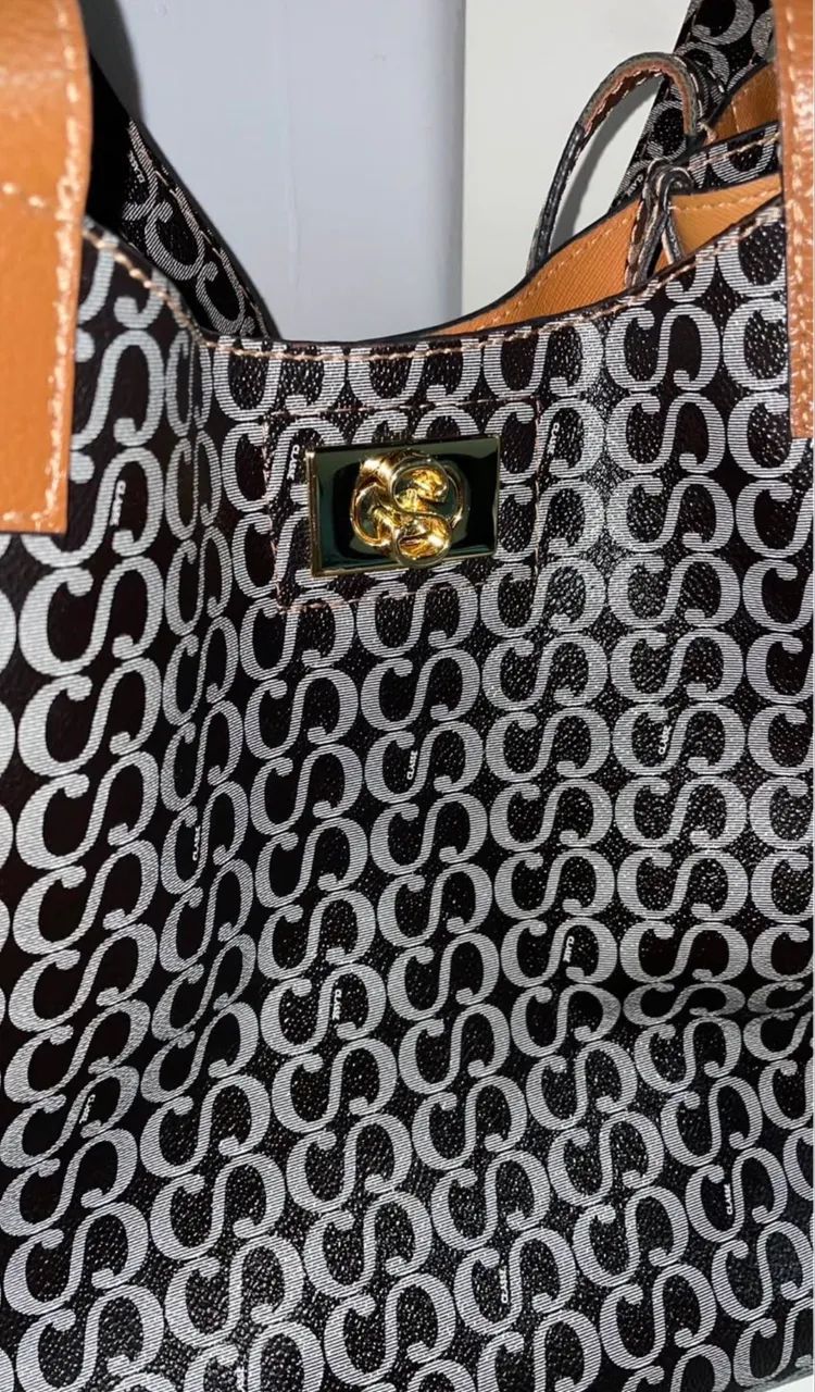 Bolsa + nécessaire Classe Couro Shopping - Estampa Canvas - Foto 3