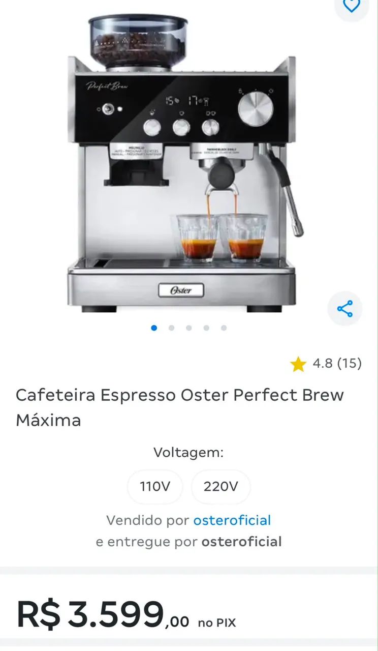 Cafeteria Espresso Oster perfect Brew Máxima