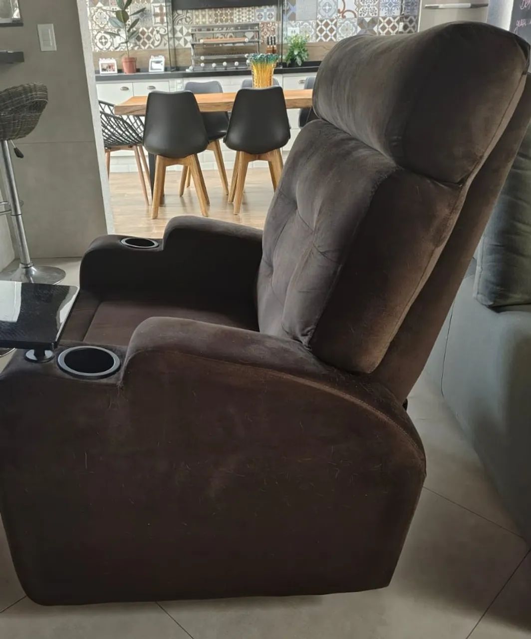 Poltrona Reclinável Elétrica Suede Damie - Foto 2