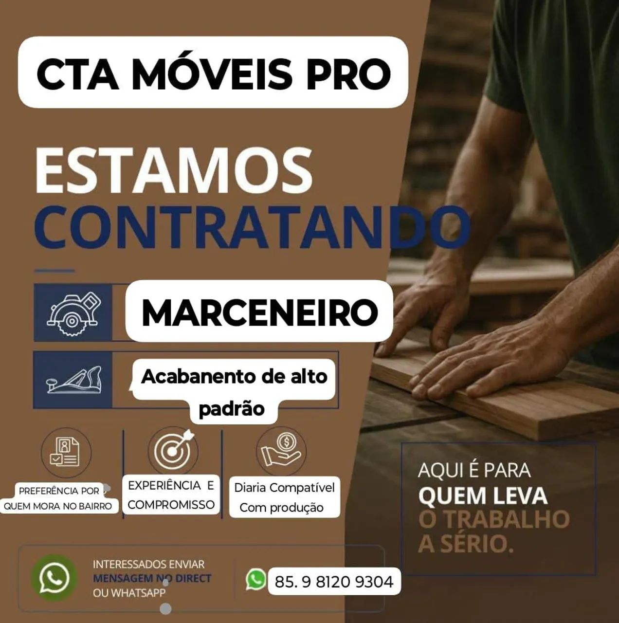 Vaga Marceneiro cm Experiência 