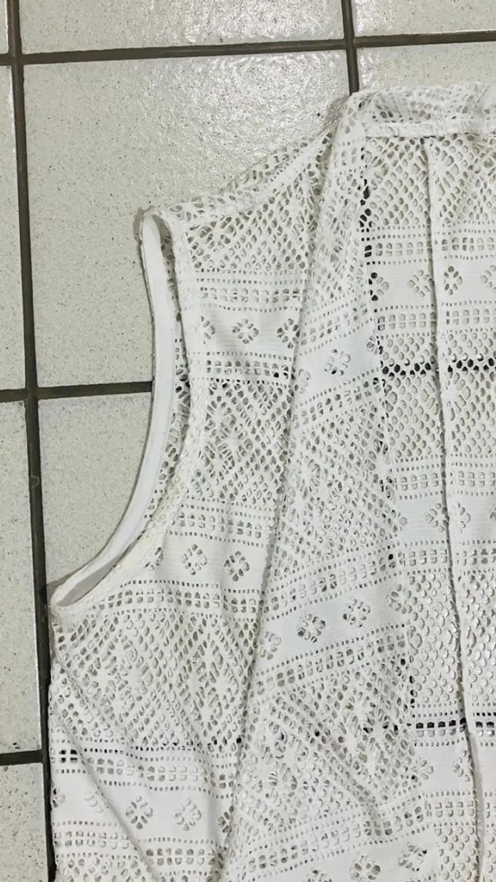 CASACO DE RENDA BRANCO SEM MANGA - Foto 3