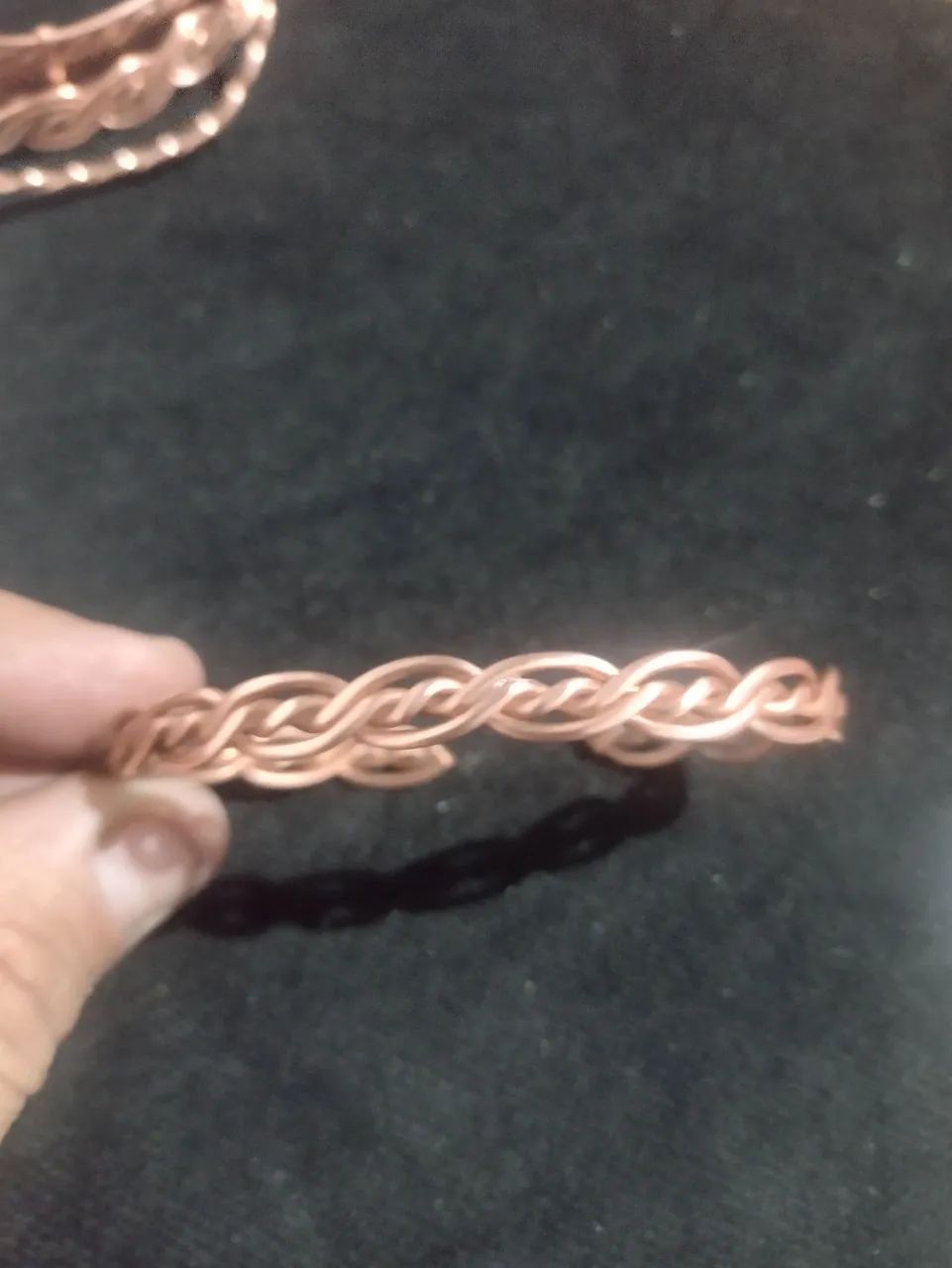 Pulseira de cobre natural artesanal ajustável 