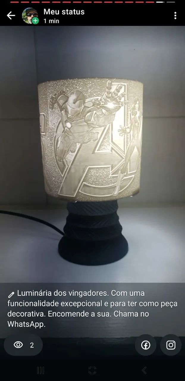 Abajur dos Vingadores