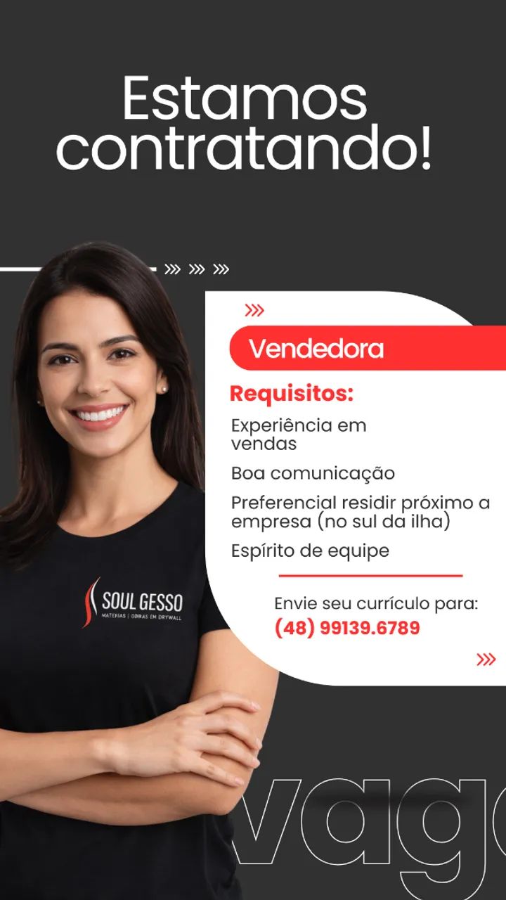 Vaga para Vendedora