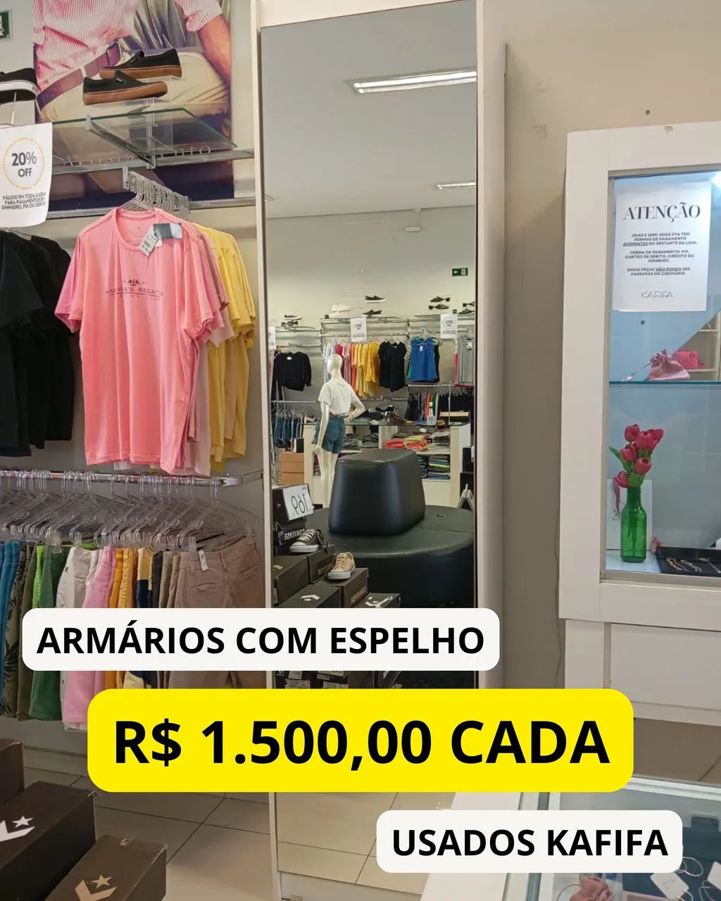 Armários com espelho para loja