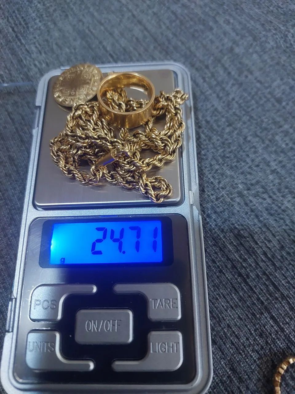 Cordão baiano em ouro 18k =750com pingente são Bento e aliança  - Foto 3