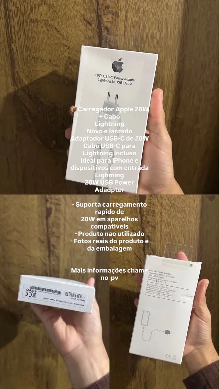 Carregador Apple 20w + Cabo Lightning 