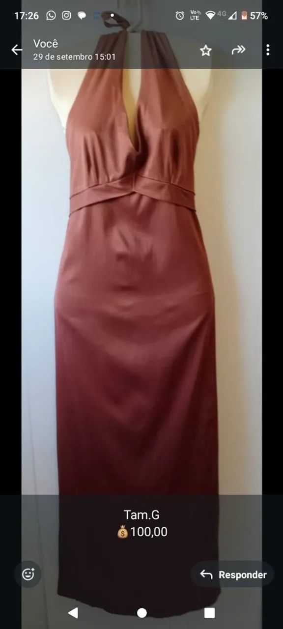 Vestido longo marrom G - Foto 2