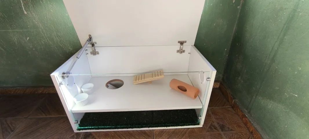 Terrário Grande Completo (Compensado Naval e Vidro) - P/ Hamster e pequenos Répteis - Foto 3