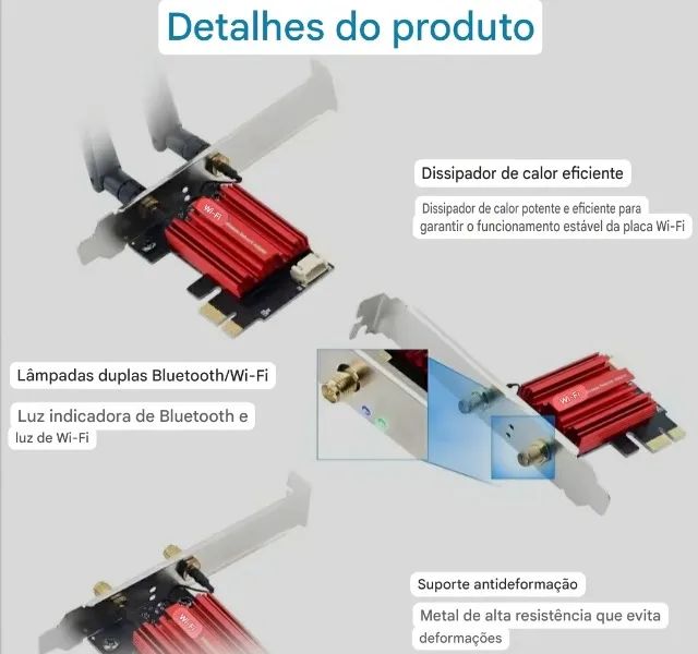 Placa de rede pci wi-fi e Bluetooth 4.0 - Foto 2