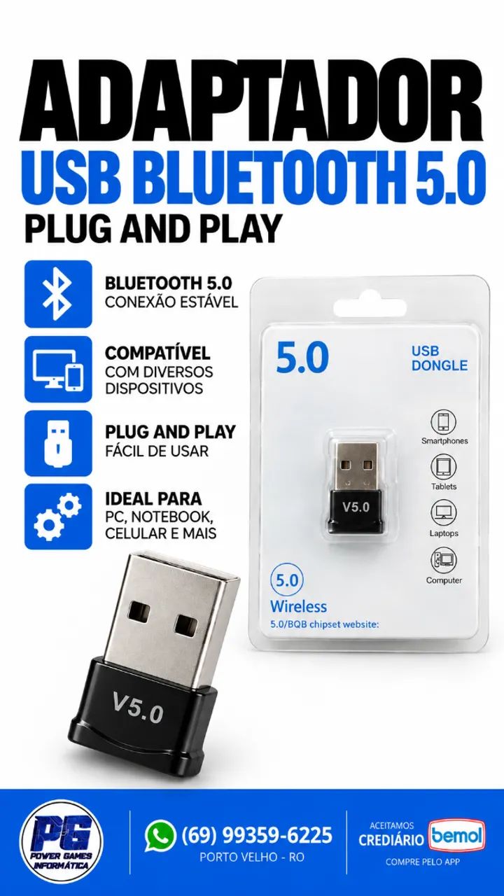 ADAPTADOR BLUETOOTH 5.0 USB