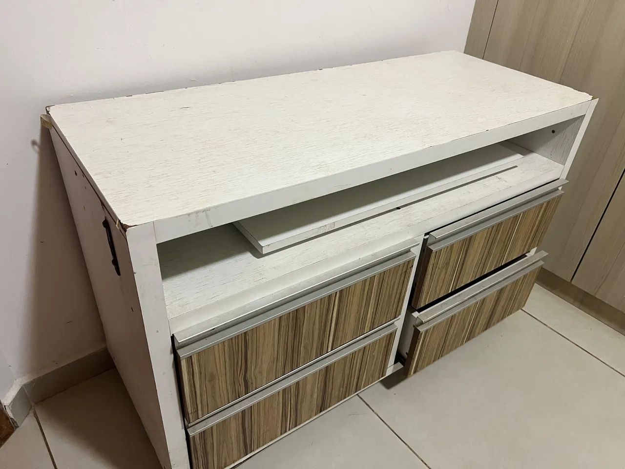 4-Drawer Rack / Chest of Drawers in White and Woodgrain | Multi-purpose