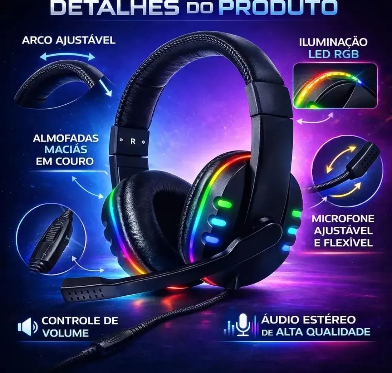 Fone gamer com fio