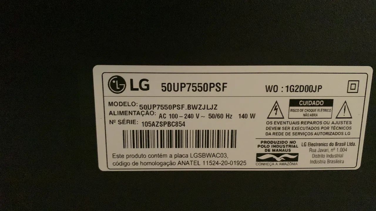 Tv LG 60 polegadas para retirar peças 