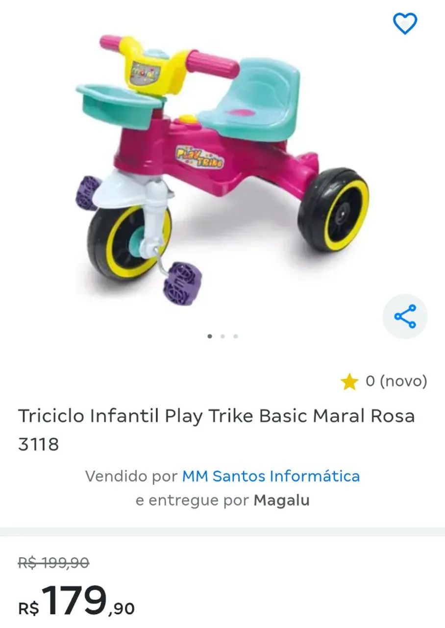 Triciclo Infantil Play Trike Basic Maral Rosa