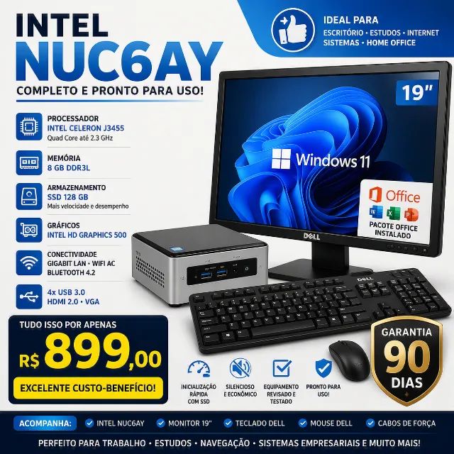 INTEL NUC6AY COMPLETO - PRONTO PARA USAR!