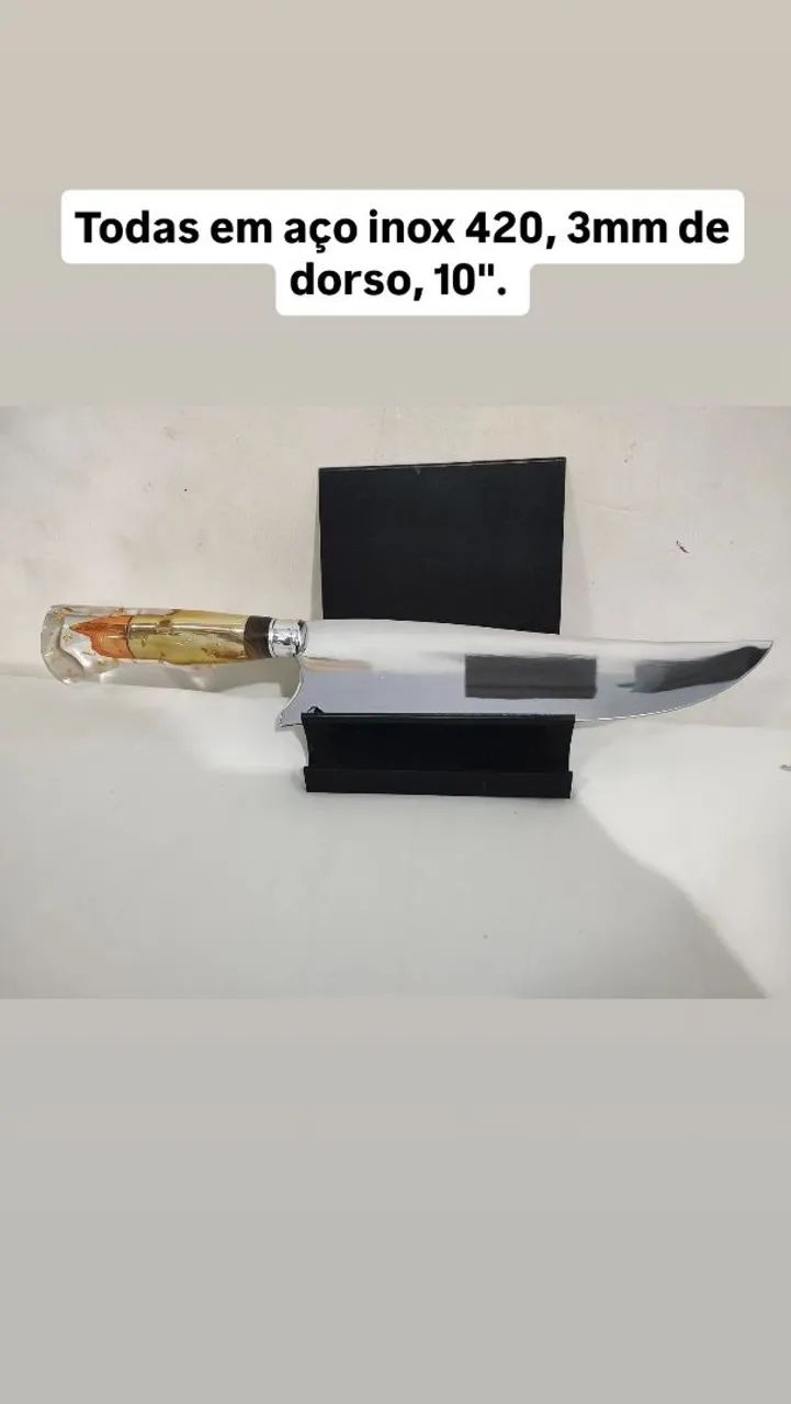 Faca Picanheira aço inox 420 com bainha grátis - Foto 3