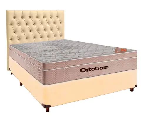 Colchão Casal Ortobom Com Base Box Casal Rosado