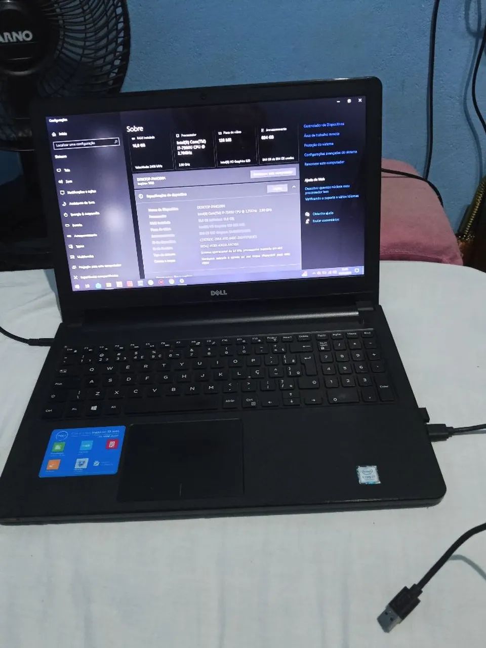 Notebook Dell i7 7 geração com ssd 899 gb 16 gigas 