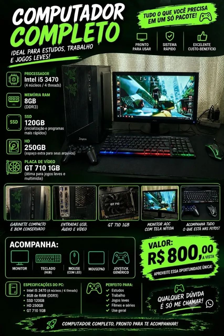 Computador Completo R$800 a vista!