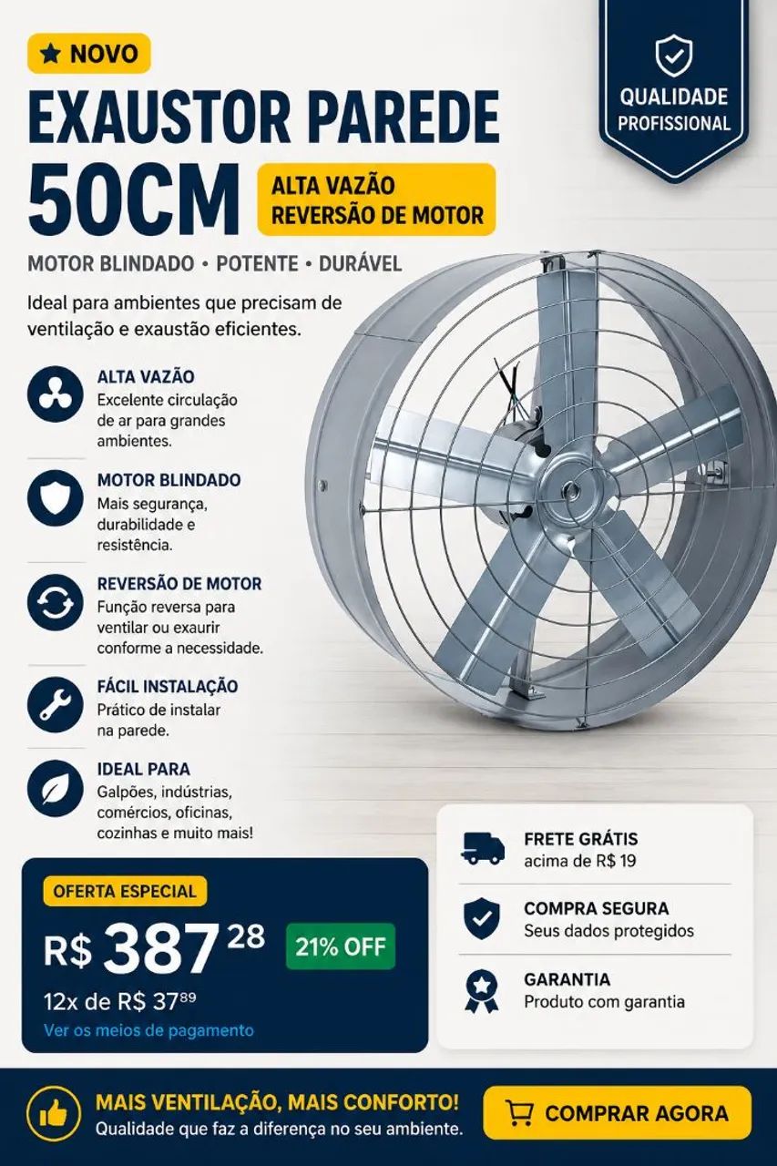 Exaustor de parene novo na caixa