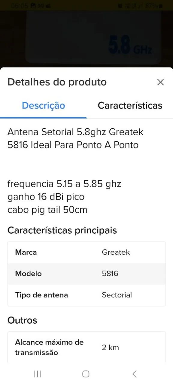 ANTENA SETORIAL GREATEK 5.8 GHz Nova  - Foto 2
