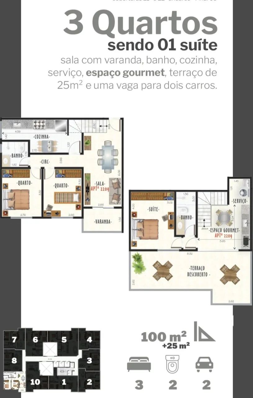 Cobertura de 03 quartos com suíte, elevador e garagem em São Mateus - Foto 3