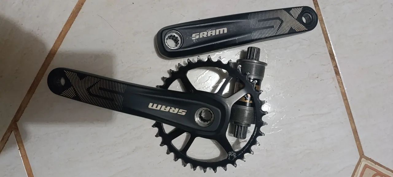Powerspline e pé de vela Sram SX completo com movimento central e coroa 34  - Foto 5