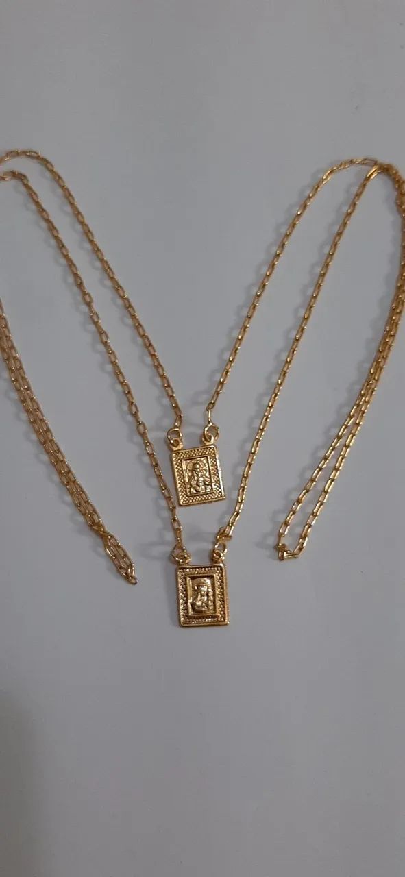 Escapulario catolico  banhado a ouro 18k ca - Foto 3