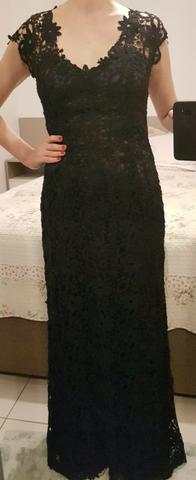 Vestido Social Longo Preto de Renda