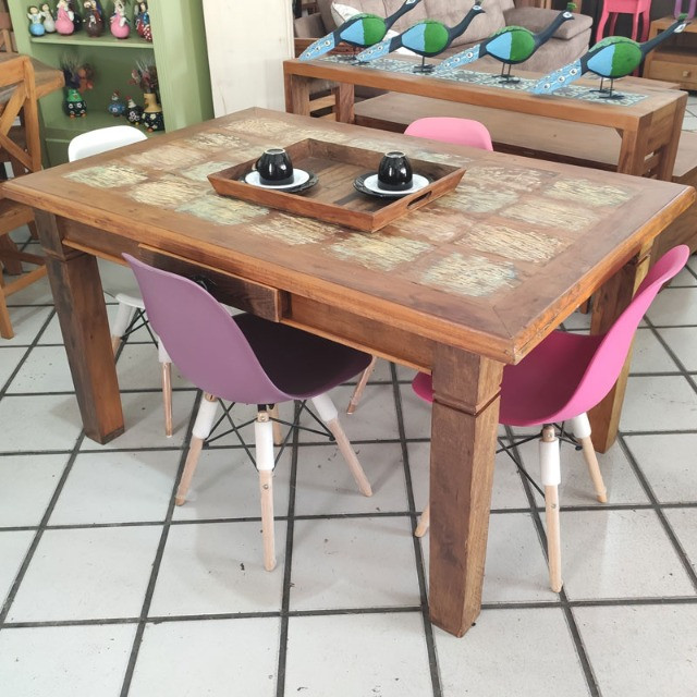 Mesa De Demolição Em Mosaico Com 1 Gaveta - Foto 3