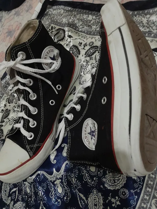 All Star Cano Alto Couro Preto, Tênis Feminino Converse Usado 82892210