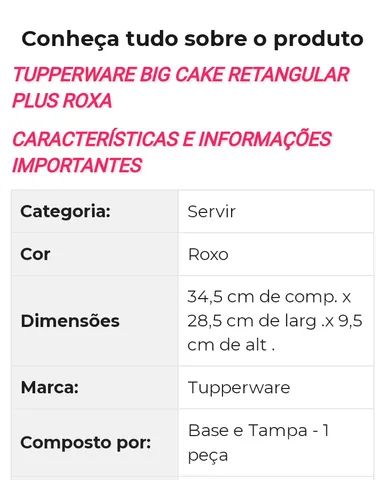 Porta bolo Big Cake retangular Bahiana da Tupperware novo