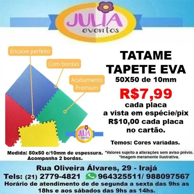 Tatame Tapete Eva 50x50 de 10mm de espessura