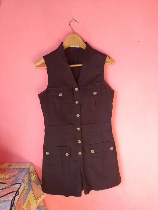 Macacão Jeans Preto - Tamanho P