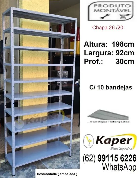 Estante / prateleira de aço Com 10 Bandejas ( nova )