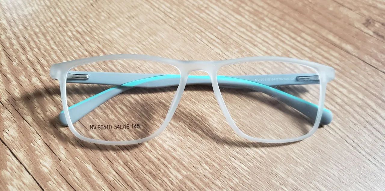 Oculos armação Transparente cinza e verde