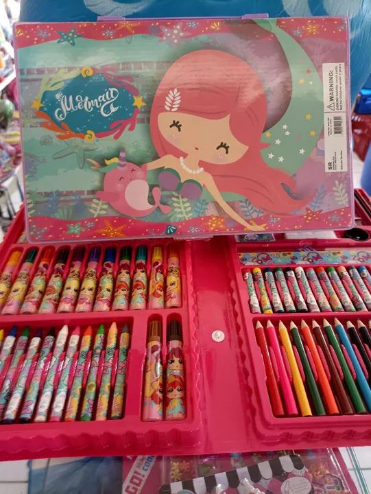 R$49.99 kit estojo maleta pinturas infantil completo 86pças pintar desenhar artes novo - Foto 3