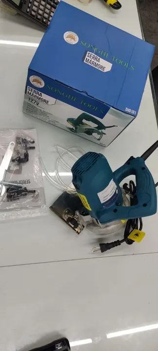 Serra mármore  + parafusadeira/furadeira a bateria 21v duas baterias - Foto 4