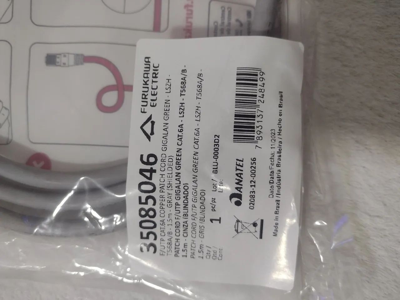 Patch cord Furukawa Cat6A blindado 3m cinza - Foto 4