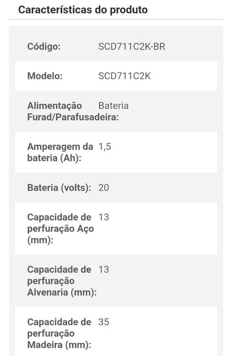 Parafusadeira/Furadeira de Impacto 13mm 20V 1,5Ah Lithium STANLEY-SCD711C2K - Foto 3