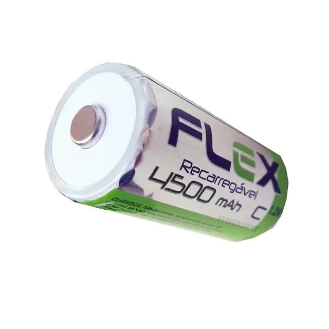 Pilha Recarregável Flex Tipo C Média 4500 mAh Lr14 com 2 Unidades no Blister FX-C45B2 - Foto 2